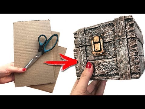 DIY Treasure cardboard chest | Chest with a lock