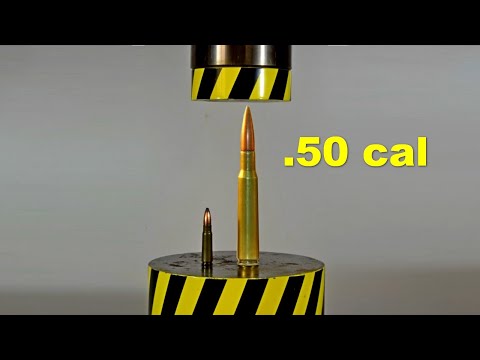 ГИДРАВЛИЧЕСКИЙ ПРЕСС ПРОТИВ ПАТРОНА 50-ГО КАЛИБРА