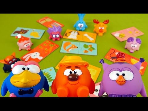 Смешарики играют в игру Кто Что Ест. Развивающее видео с игрушками Смешарики