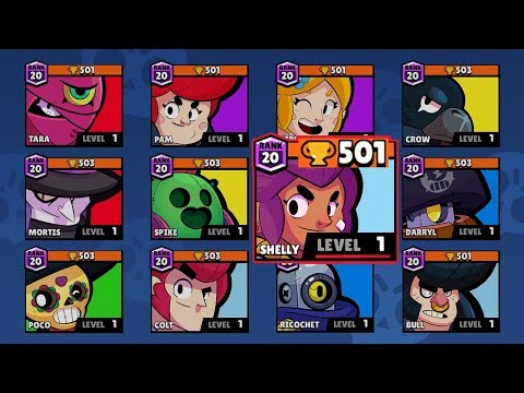 ЧИТЕР ИЛИ РАЗРАБ!? ВСЕ ПЕРСЫ 1 УРОВНЯ НА 500 КУБКАХ!!! | BRAWL STARS