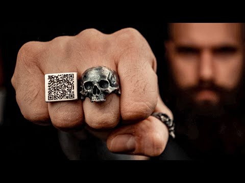 Кольцо с QR кодом - теперь тебя не остановит ни один охранник! Серебряное кольцо с гравировкой