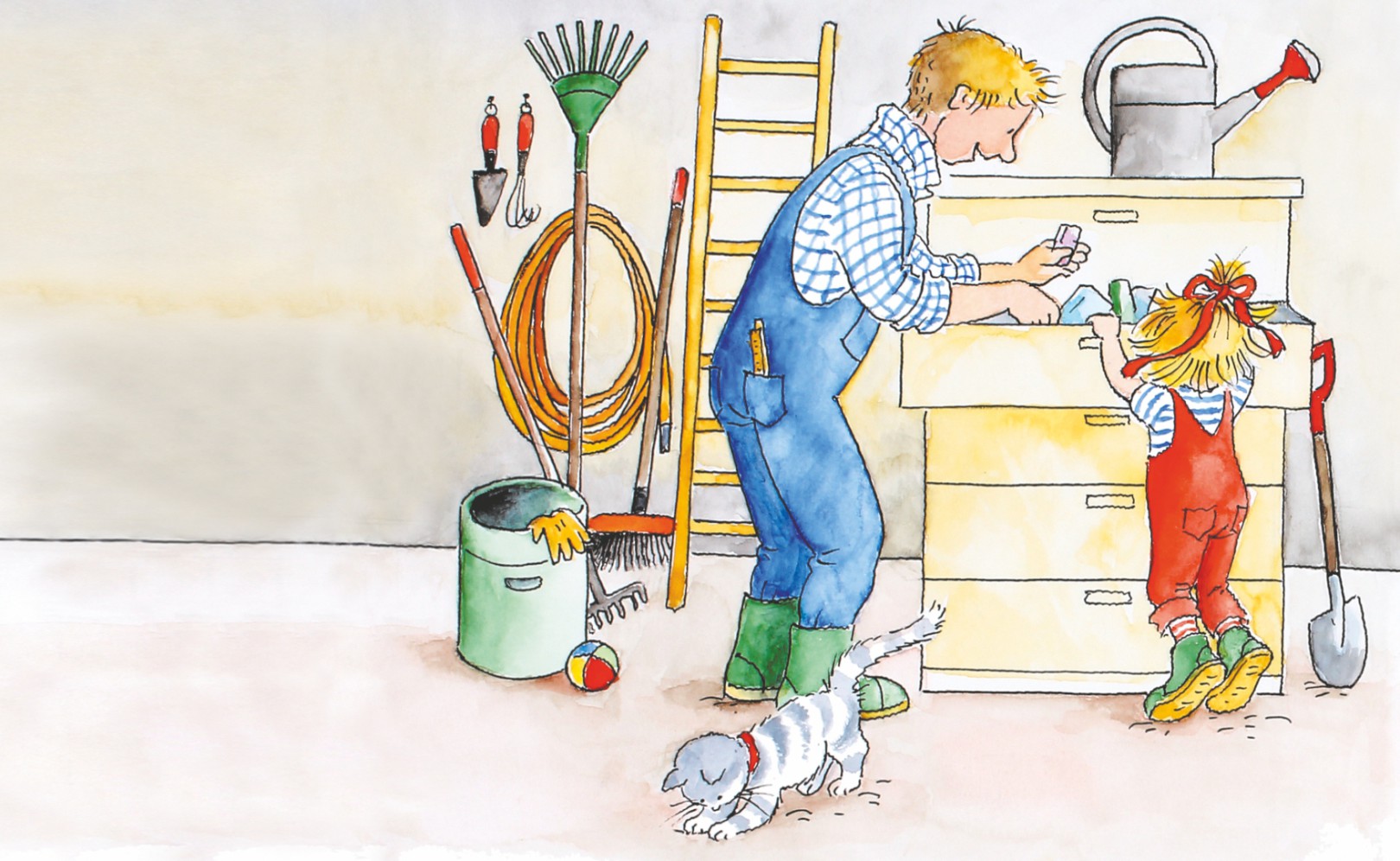 Конни помогает папе