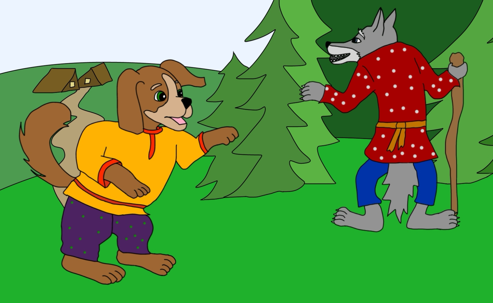 Волк и собака