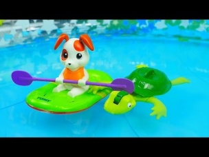 Водные игрушки которые умеют плавать. Щенок в лодке и Черепашка. Игрушки для БАССЕЙНА и ВАННОЙ